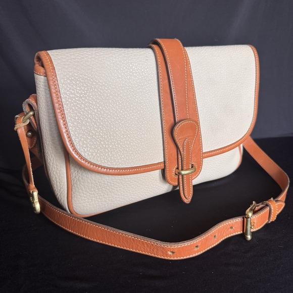 Dooney & Bourke Handbags - Dooney & Bourke Cream and Tan Pebbled Leather Crossbody Handbag Vintage